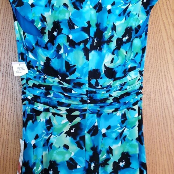 NWT Gorgeous Evan-Picone Blue Green Floral Dress Sz 6 - Picture 4 of 5
